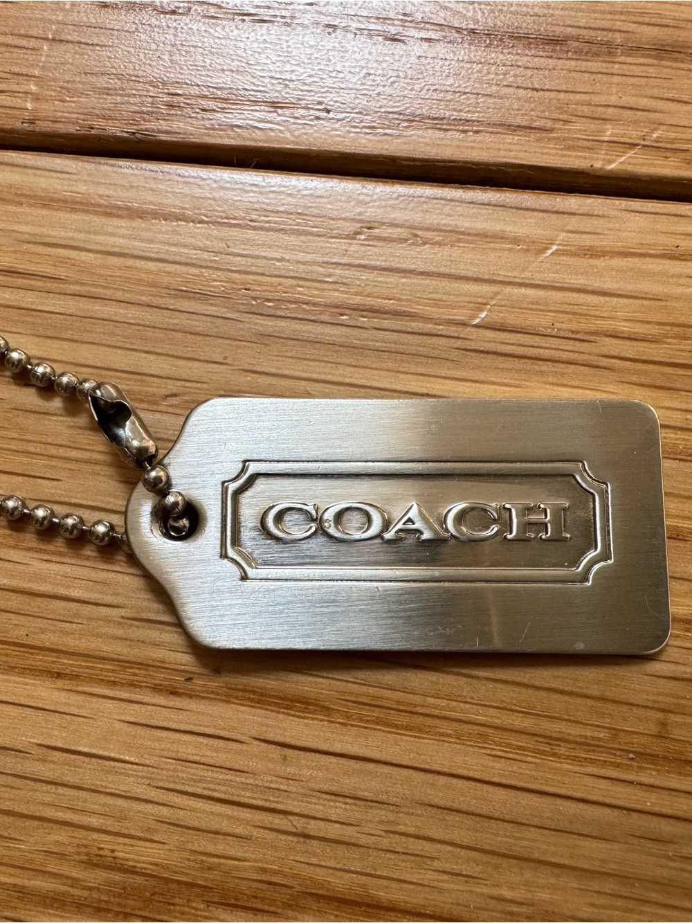 Vintage Coach Silvery Nickel Metal Hang Tag Fob Bag Charm Keychain